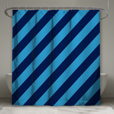 Rideaux de douche à rayures diagonales bleues extra long