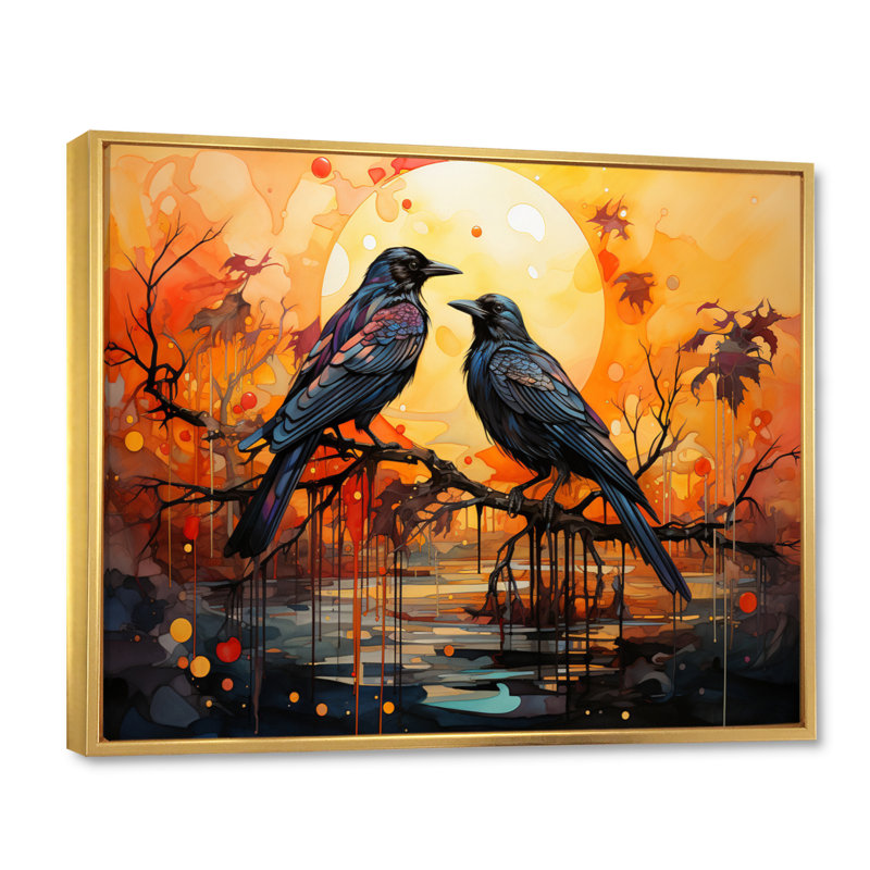 Crow Regal Renaissance II sur impression sur toile, H 30 po x l 40 po x P 1,5 po, Cadre flottant doré