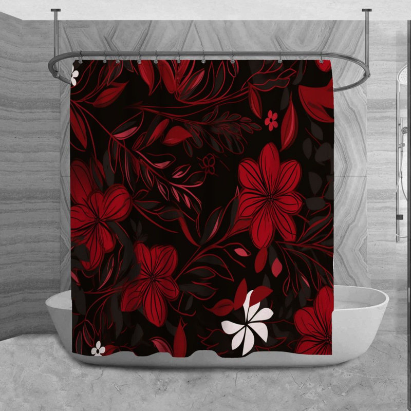 Rideau de douche à motif floral Mobsby, H 73 po x l 70 po