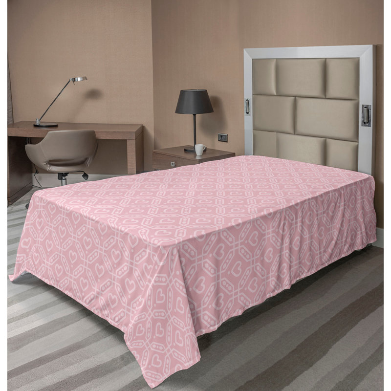 Drap plat moderne de style bohème Ambesonne, Drap plat pour lit simple, Rose pâle / motif géométrique rosé