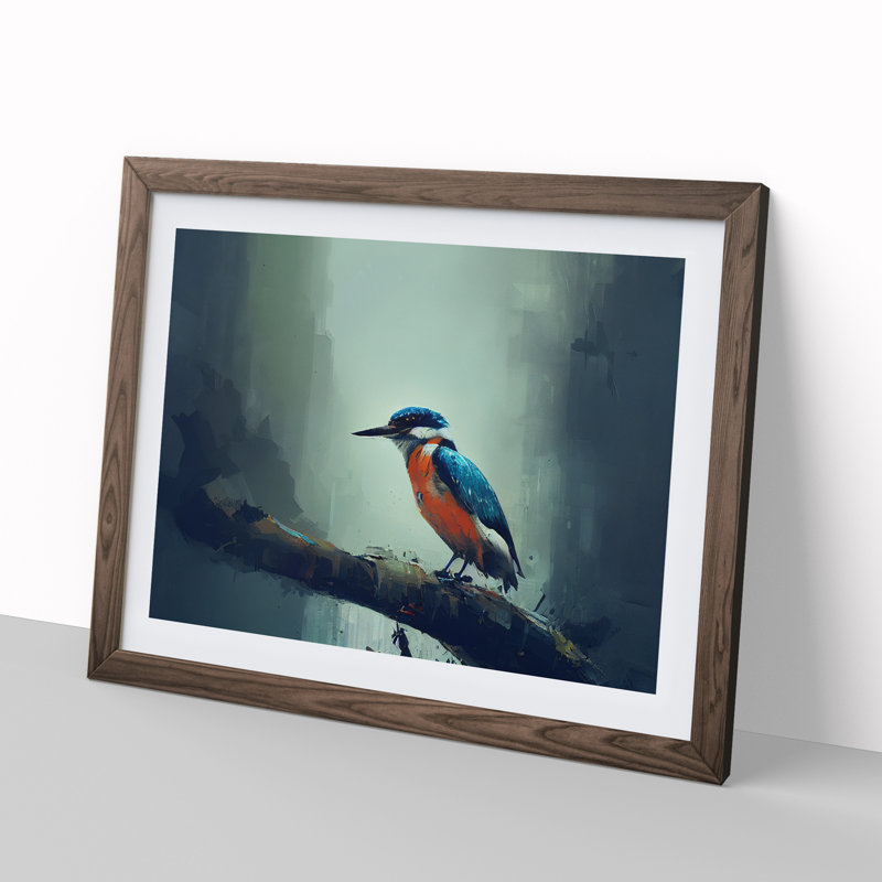 Kingfisher Bird Vol.7 - Framed Print, 34cm H x 46cm W x 2cm D, Walnut