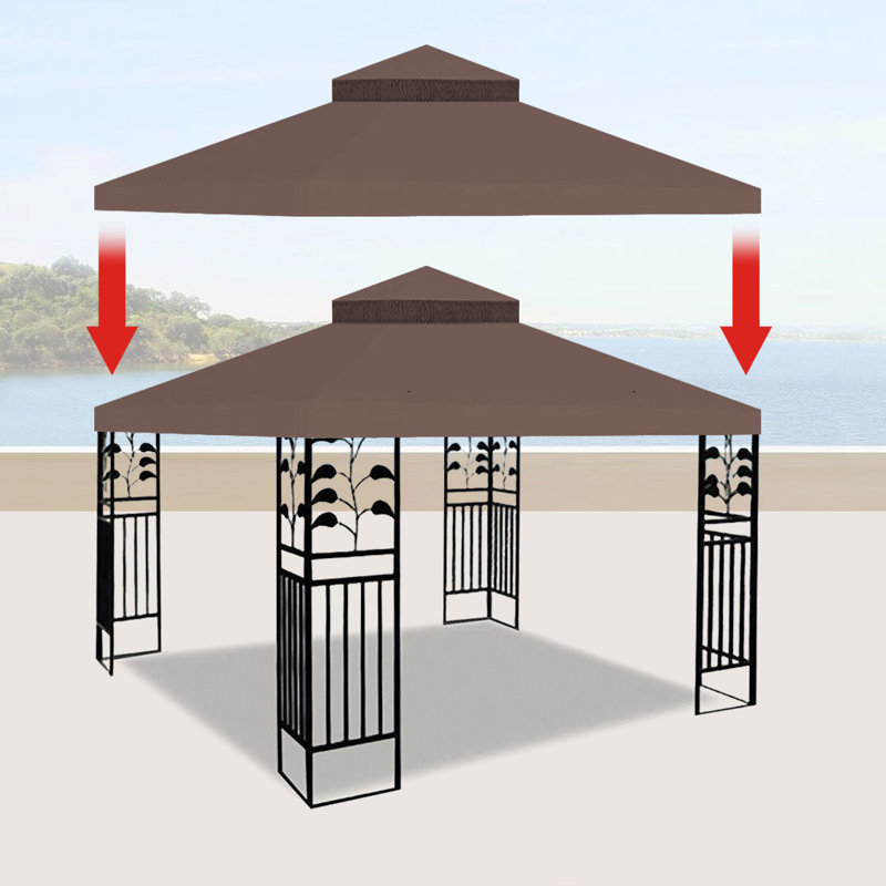 Brown 10x10 Ft Outdoor Patio Gazebo Replacement Canopy Roof