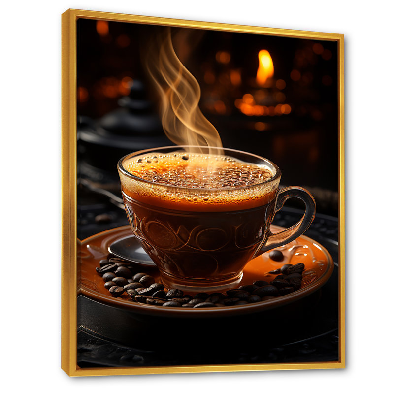 «Cuba Aroma Coffee Harmony II», reproduction d'art sur toile encadrée, Cadre flottant doré, 32" H x 24" W