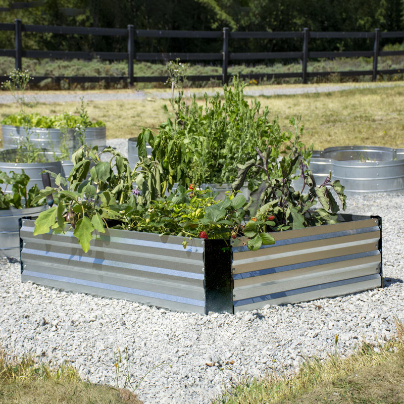 Rectangular Galvanized Steel Raised Garden Bed, 47.25" x 35.5"