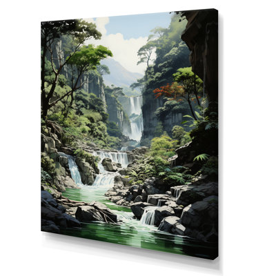 Chute d'eau sur toile, impression de paysage de la jungle du Vietnam - Vietnam Waterfall Wonder I