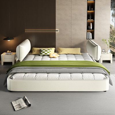 King Size Adjustable Chenille Bed, Modern Comfort With Metal And Wood Support For Home