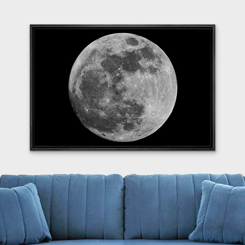 "Pleine lune" sur toile, H 24 po x l 36 po, Cadre noir