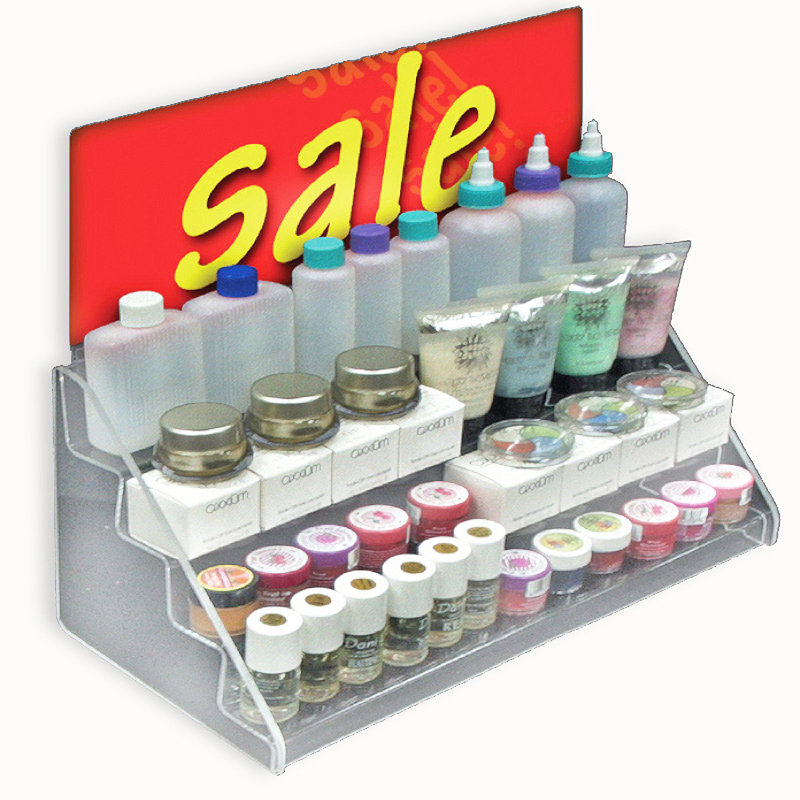 Présentoir de comptoir à quatre niveaux pour tablettes, 16 po de largeur