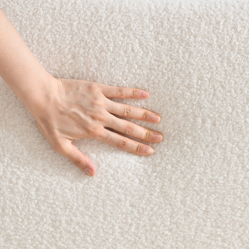 Lit plateforme tapissier Bensu Boucle, Très grand, Blanc