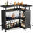 36” X 48” L-Shaped Home Bar Unit With Footrest – Modern Corner Liquor Cabinet With 2-Tier Shelves & Glass Racks(Not Including Stools)