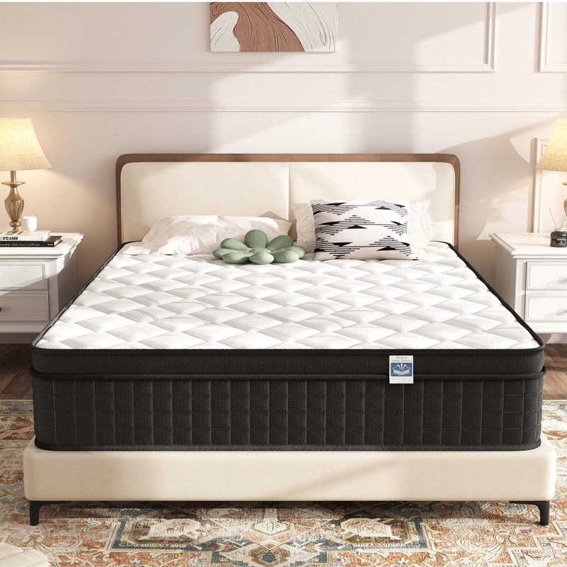 Matelas hybride en mousse à mémoire de forme moyenne 14 po, certifié CertiPUR-US, OEKO-TEX, 14", Très grand lit