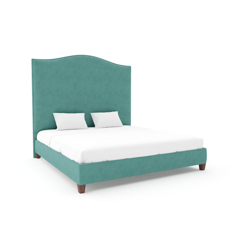 Guilford Bed With 9" Rails, Queen, Espresso, Posh Life Performance Velvet Caribbean