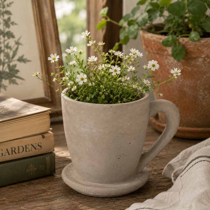 Pot à fleurs en béton