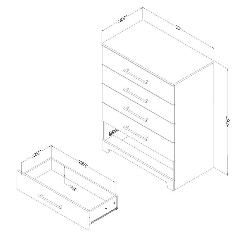 Commode 5 tiroirs Barcelona, Brun clair