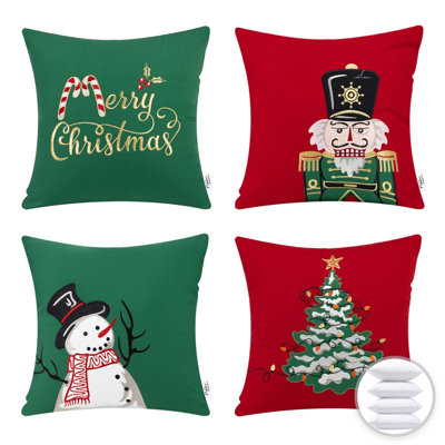 Holiday Embroidered Christmas Throw Pillow Set