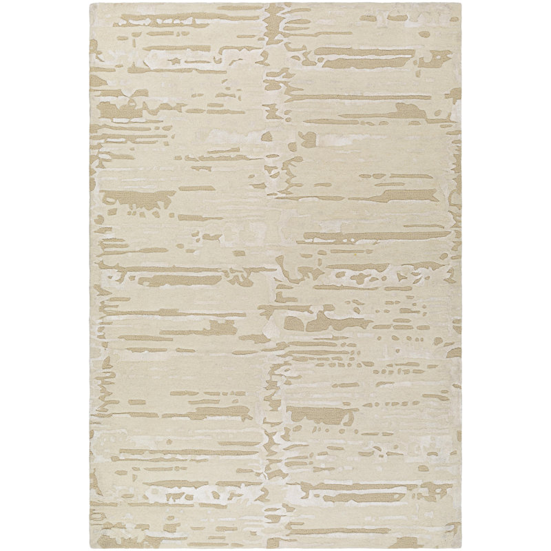 Tapis rectangulaire en laine / viscose touffeté à la main ivoire Dreamscape, Rectangle 8 pi x 10 pi