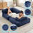 Single Folding Sofa Bed,Corduroy Convertible Sleeper Chair with Lumbar Pillow, Portable Floor Lounge Lazy Sofa, Dark Blue-106686763