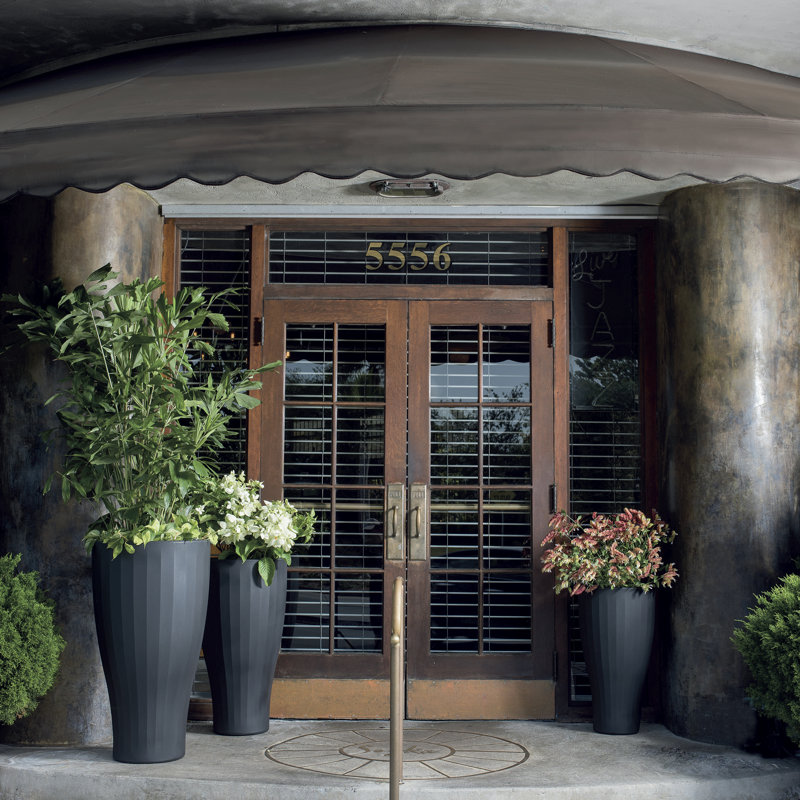 Caviar Black Tall Self-Watering Round Planter