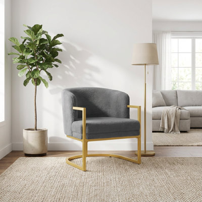 Fauteuil contemporain en peluche avec dossier ergonomique et structure en métal
