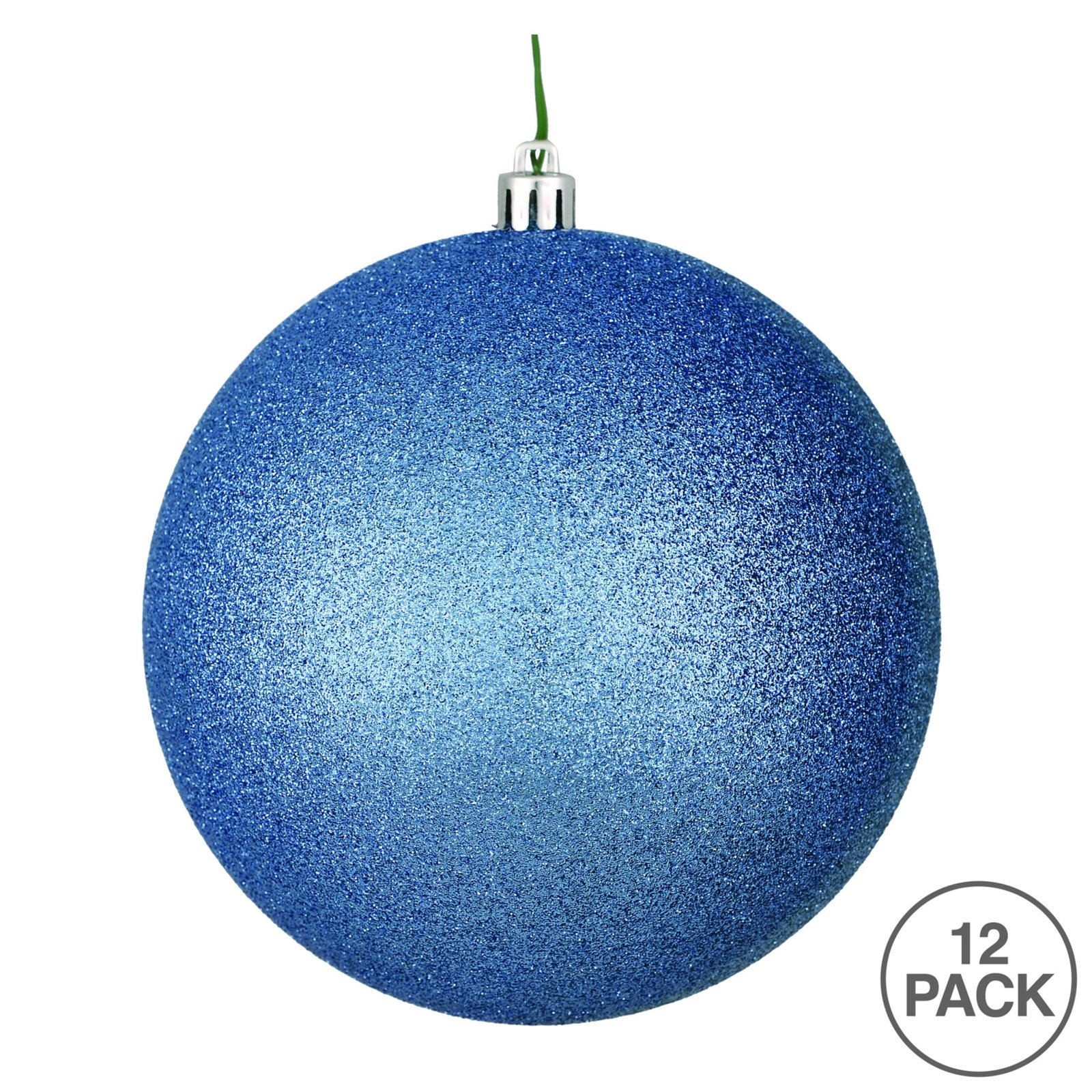 Holiday Décor Ball Ornament, 3" H x 3" W x 3" D, Periwinkle Glitter
