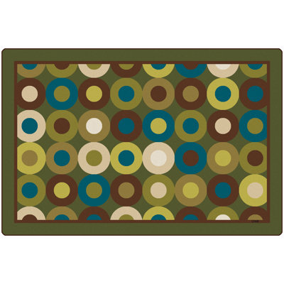 Tapis vert touffeté à motif géométrique Calming Circles Premium