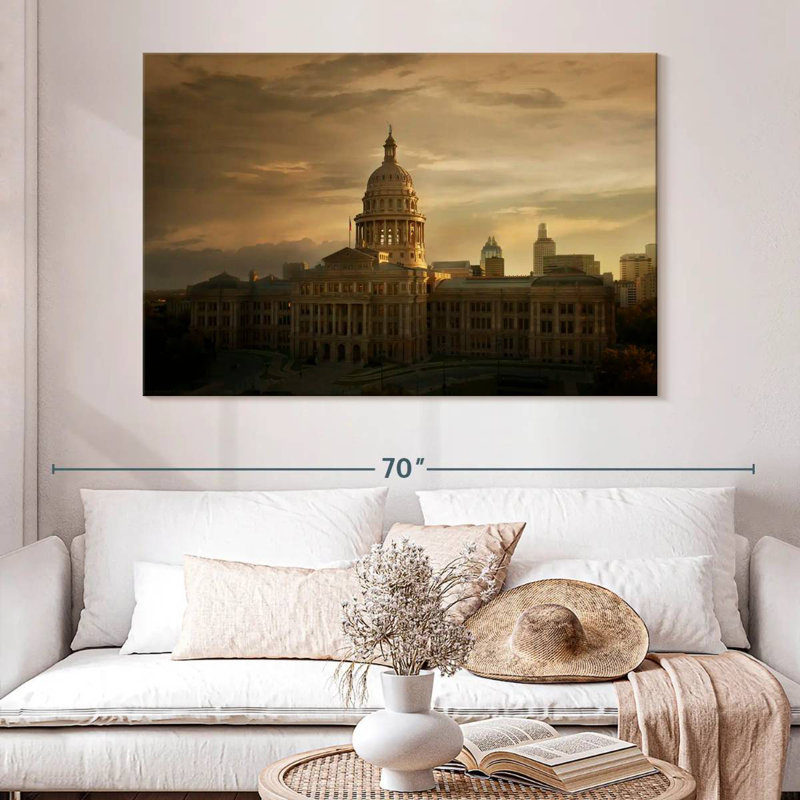 Coucher de soleil au Texas State Capitol, H 34 po x l 51 po