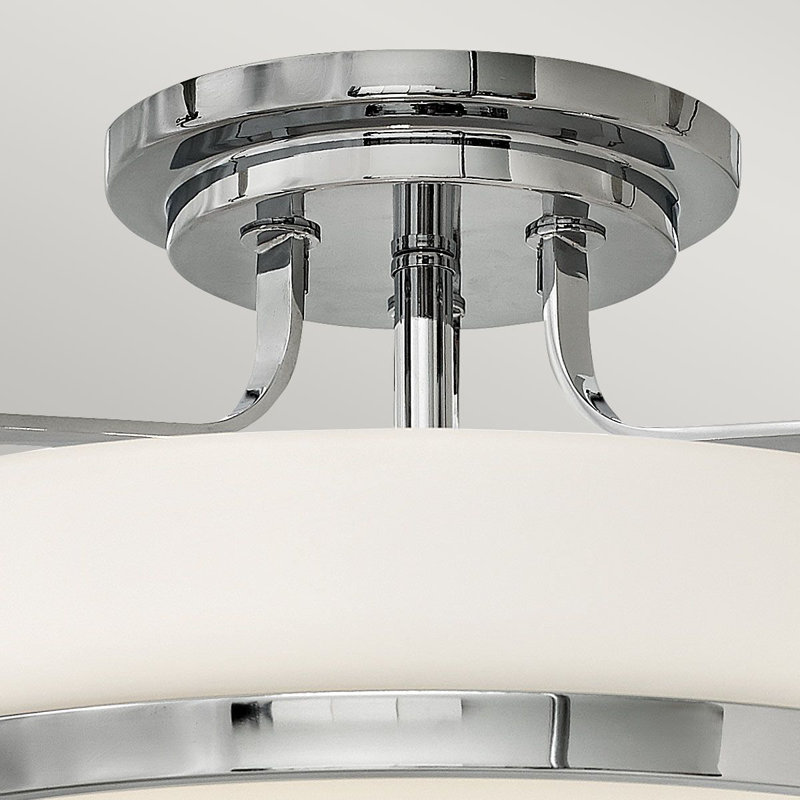 Moreauville Glass Semi Flush Mount, 25.3cm H x 45.6cm W, Polished Chrome
