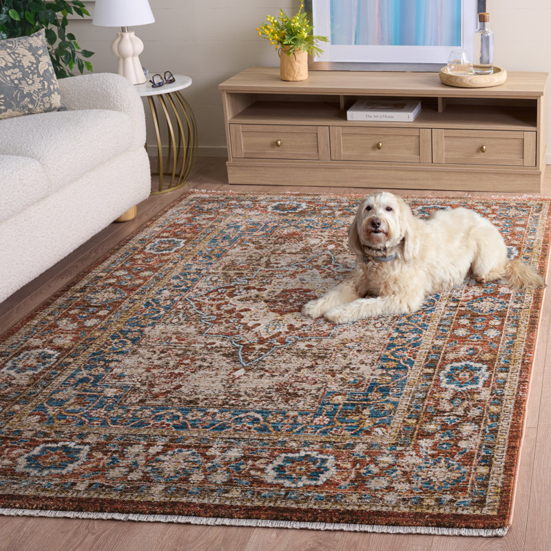 Tapis performance oriental Broomhedge Bijar, Rectangle 2 pi 3 po x 4 pi, Brown/Rust