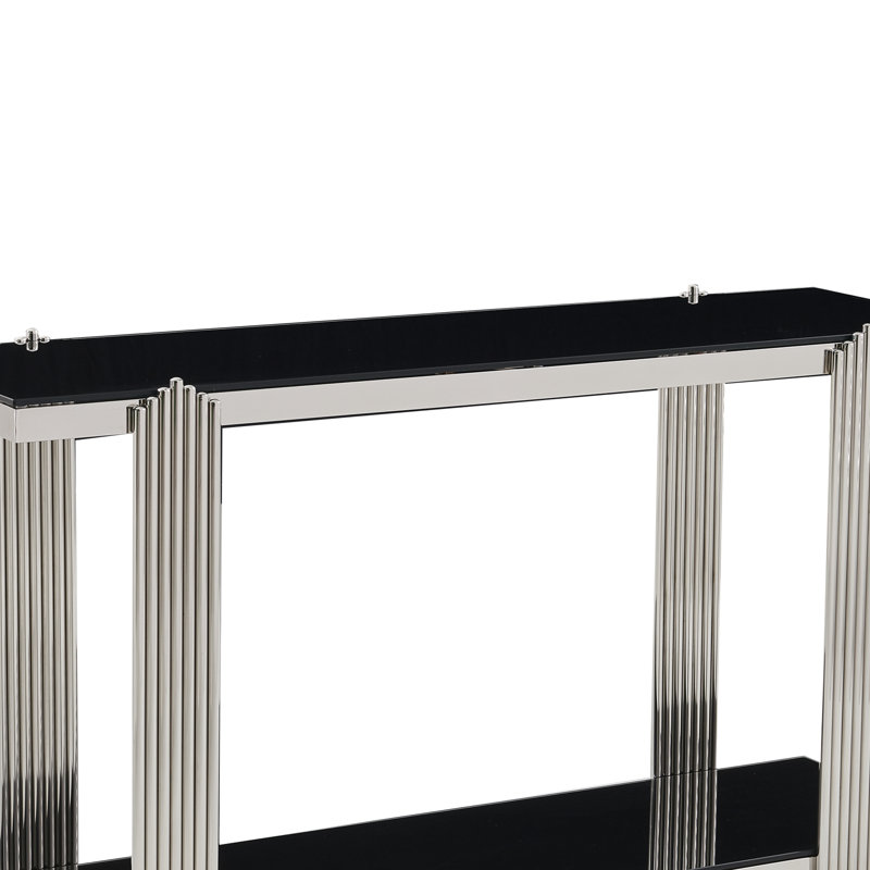 Console miroir, table d'entrée, Black / Black+Silver, Noir et argent