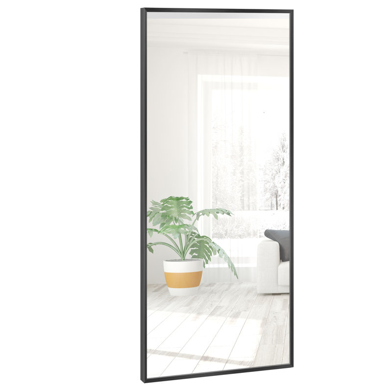 Talma Wood Flat Mirror, 71" H x 24" W, Black