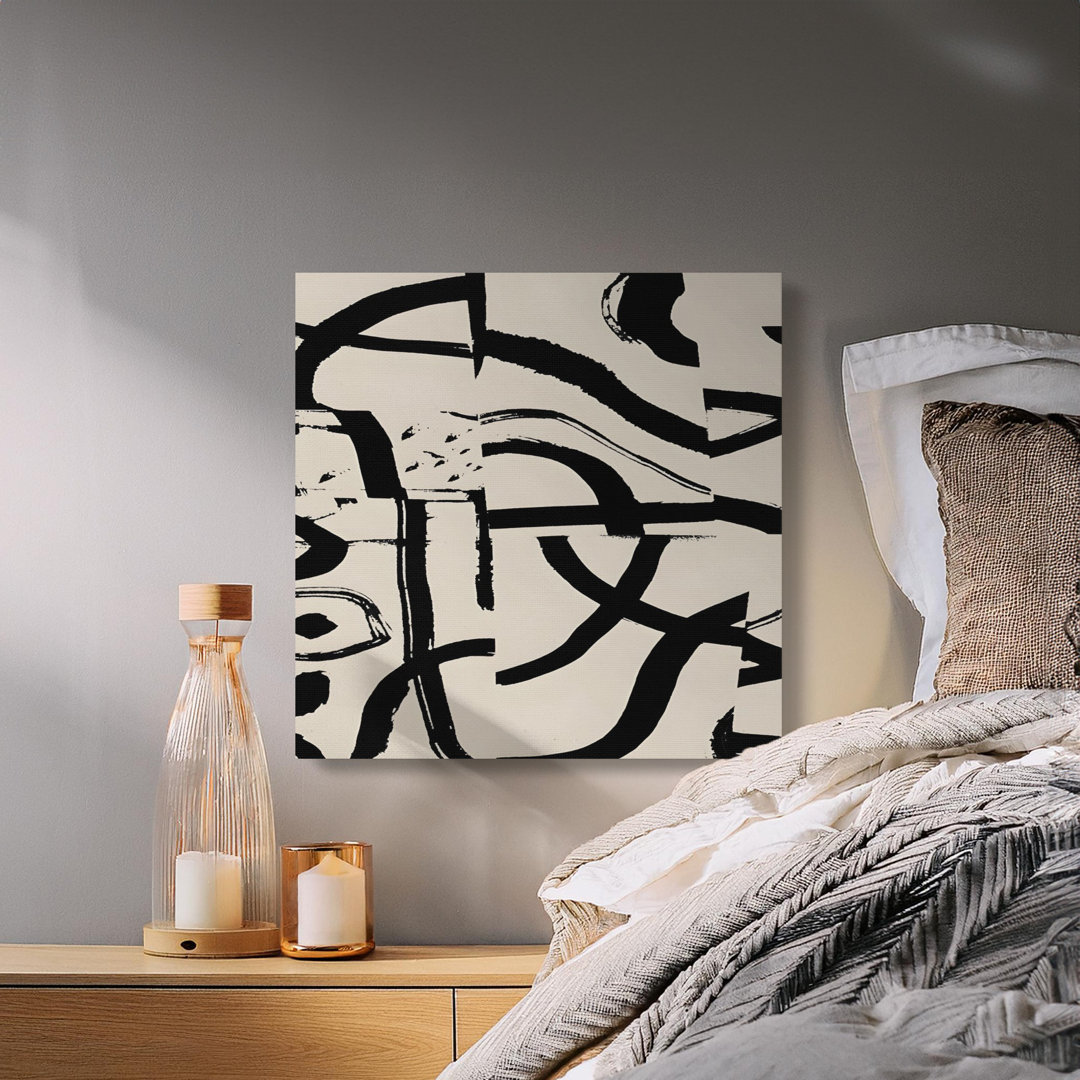Abstract Black Brushstroke Modern Canvas Wall Art