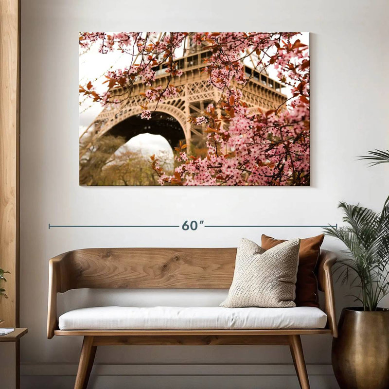 Fleurs de cerisier Ravi Tour Eiffel, H 32 po x l 48 po