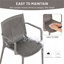 Summer - Fauteuil empilable moderne en plastique 4 pièces pour l'intérieur / l'extérieur - Dossier ergonomique à lattes, matériau PP résistant aux intempéries, gris chaud - Patio, balcon, café