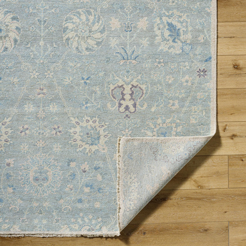 Cappadocia Hand Knotted Wool Abstract Area Rug in Blue, Rectangle 9' x 13'