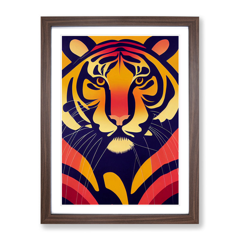 Tiger - Framed Print, 64cm H x 46cm W x 2cm D, Walnut
