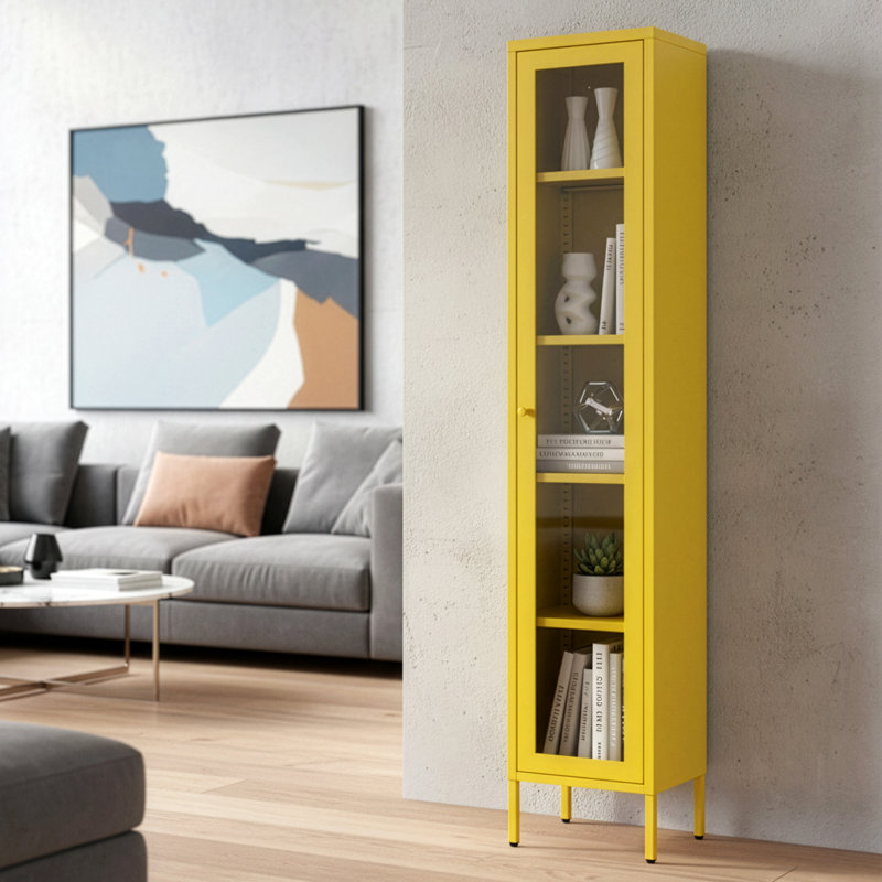 Kyoung 13.75'' Wide 4 - Shelf Storage Cabinet, Yellow