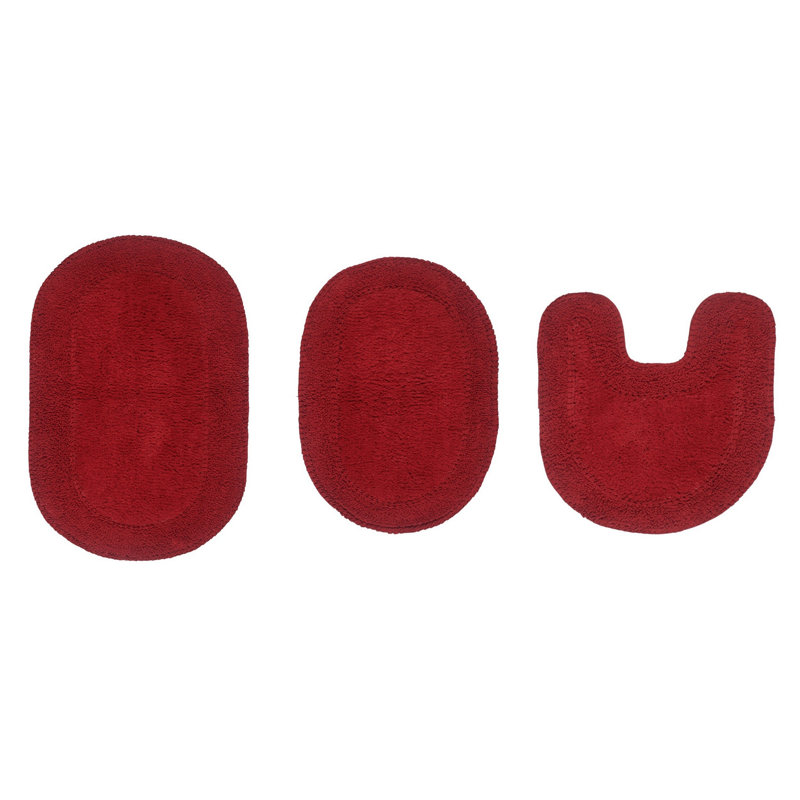 Tapis de bain 100% coton Delma (ensemble de 3), Rouge