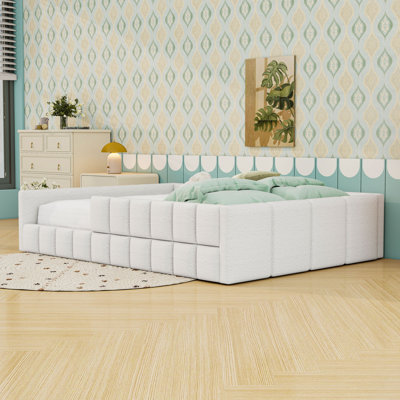 Woollen Upholstered Cube Daybed with Slats