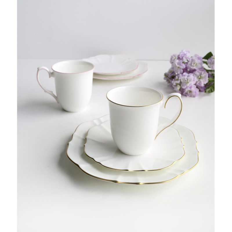 Amelie Bone China Coffee Mug, White/Roseate