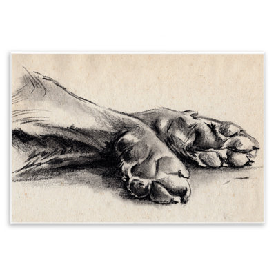 Dog Paw Charcoal Design Minimal Tan Black Oversized Wall Plaque Art by Jennifer Paxton Parker
