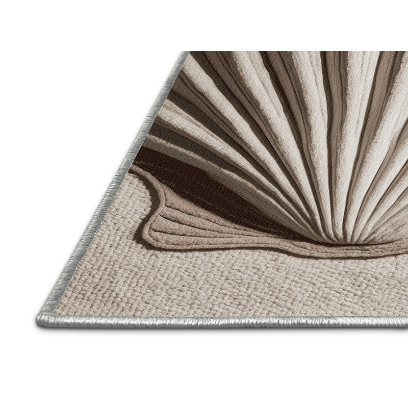 Washable Giant Clam Feature Coastal Area Rug, Square 3'