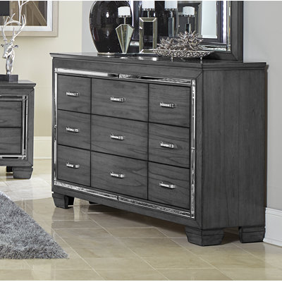 Oscar 64" W 9 Drawer Dresser with Faux Alligator Embossed