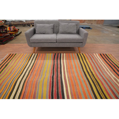 Vibrant Stripes Kilim Area Rug 5x10 for a Colorful Living Space