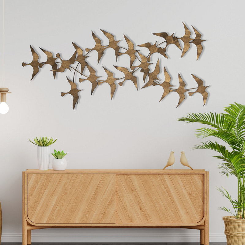 Accessoire mural en métal peint à la main 44,1 po x 4,3 po x 19,7 po | 100% métal, épaisseur: 0,03 pouce | Conception unique pour la décoration intérieure, ajoute élégance et style | Parfait pour le salon, la chambre à coucher et les espaces de bureau