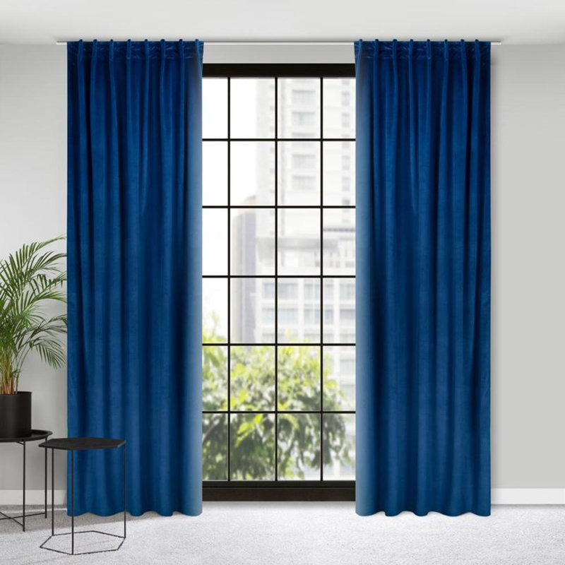 Madlen Blackout Single Curtain, Navy Blue Tape