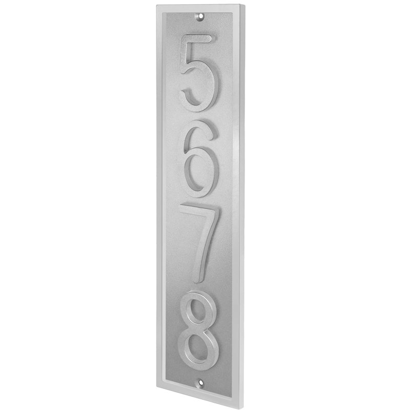 Plaque d'adresse flottante en aluminium Royal Shade, Argent argent, Argent argent, Oui