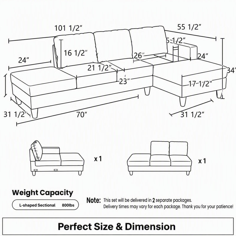 Canapé d'angle en similicuir d'angle avec méridienne et pouf