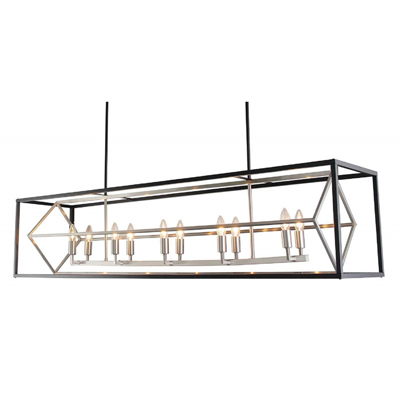 Lustre rectangulaire à 10 lumières Ellicott, Chrome