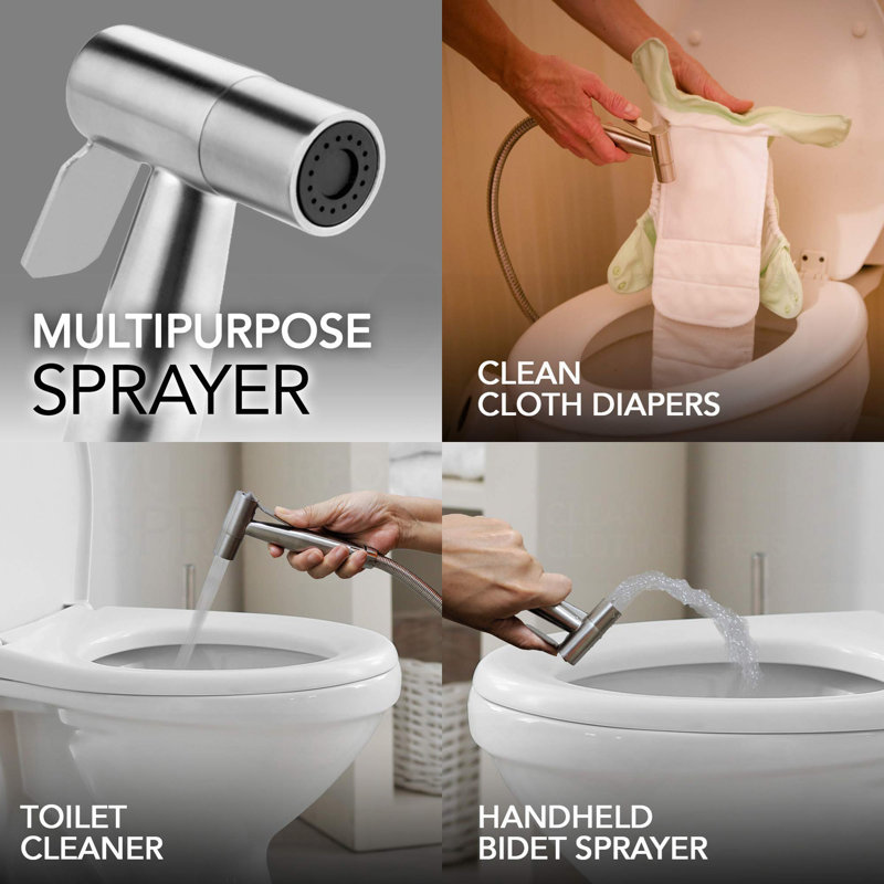 Douchette pour bidet en nickel brossé, Nickel brossé