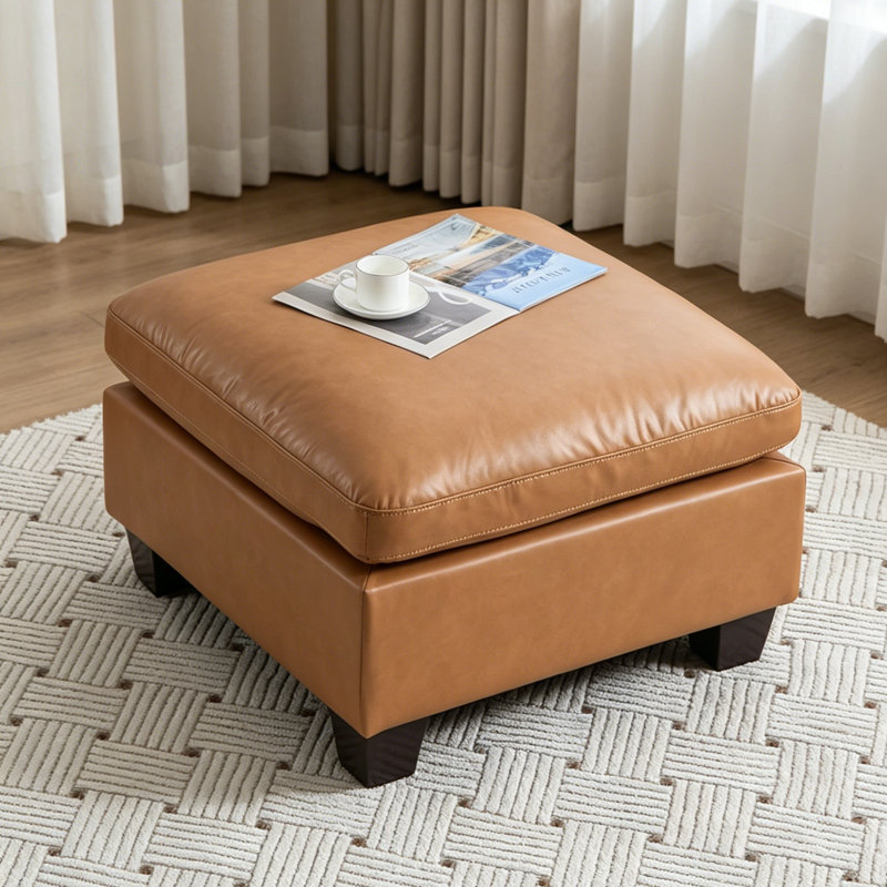 Repose-pieds carré en cuir 29,5 po